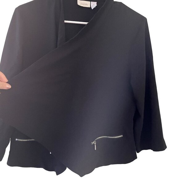 Chico's black blazer business casual plus size comfortable zipper pockets - Picture 3 of 7